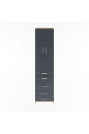 Hyperion Dolap 4 Raflı 5 Çekmeceli 2 Kapaklı 60x44x243 Çam-Antrasit