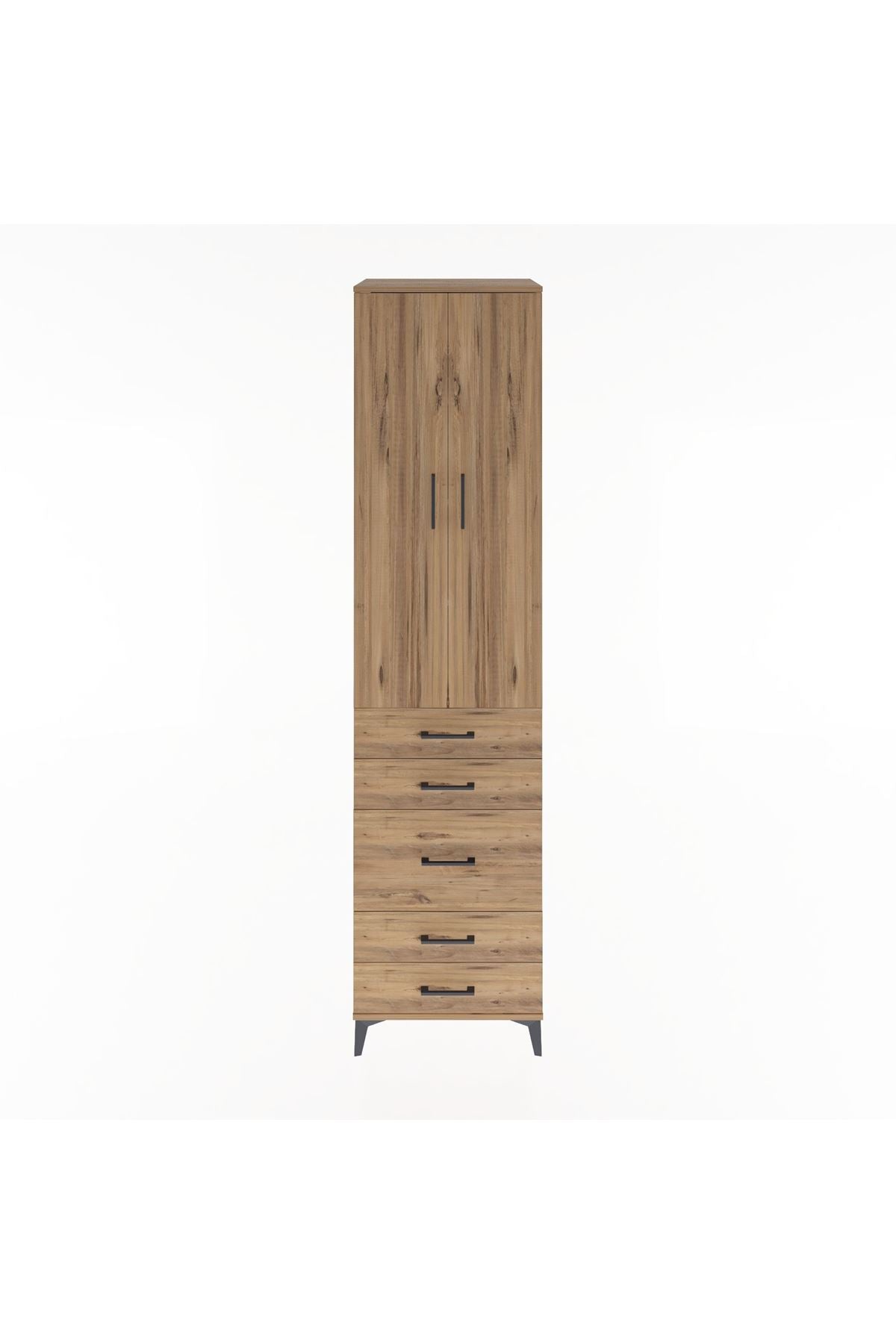 Hyperion Dolap 4 Raflı 5 Çekmeceli 2 Kapaklı 60x44x243 Çam-Çam