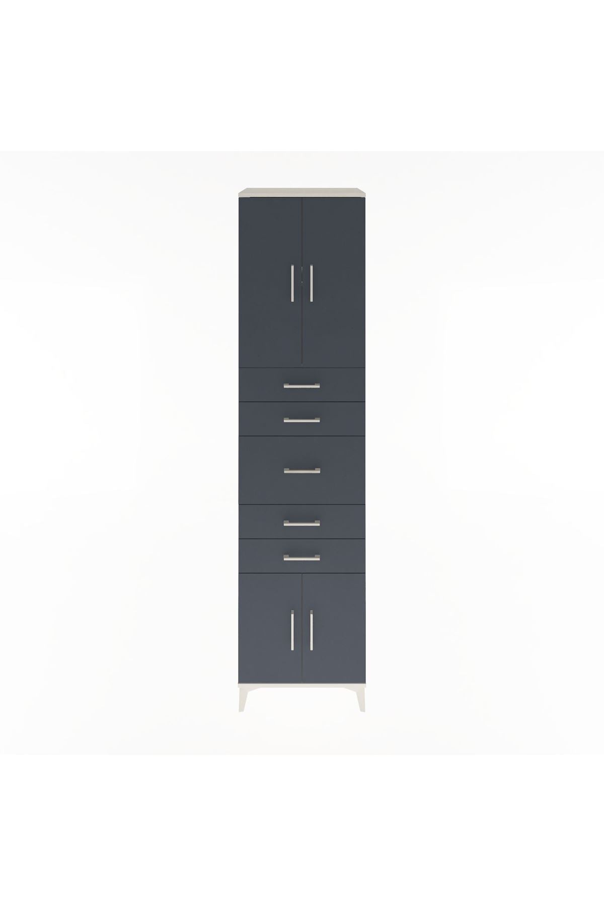 Hyperion Dolap 2 Raflı 5 Çekmeceli 4 Kapaklı 60x44x243 Aytaşı-Antrasit