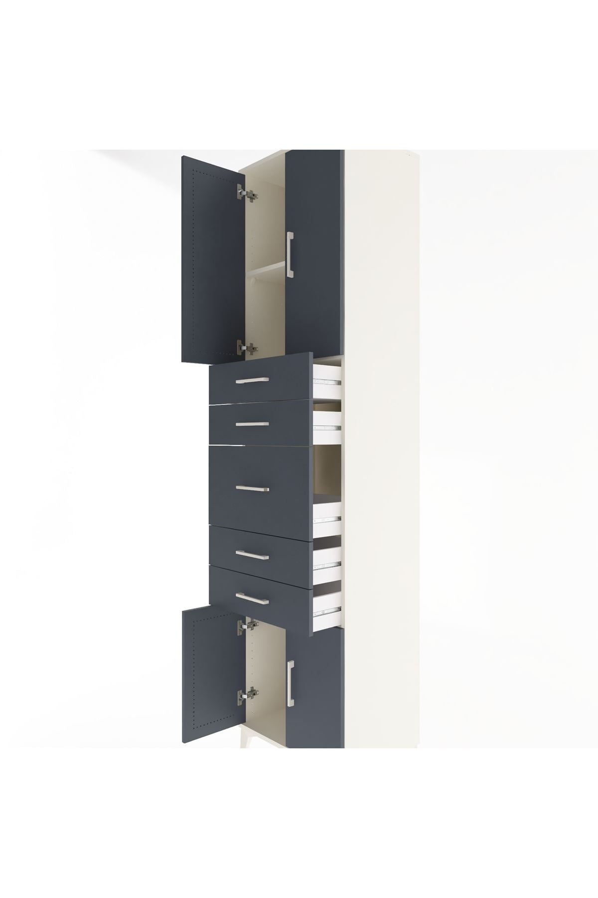 Hyperion Dolap 2 Raflı 5 Çekmeceli 4 Kapaklı 60x44x243 Aytaşı-Antrasit