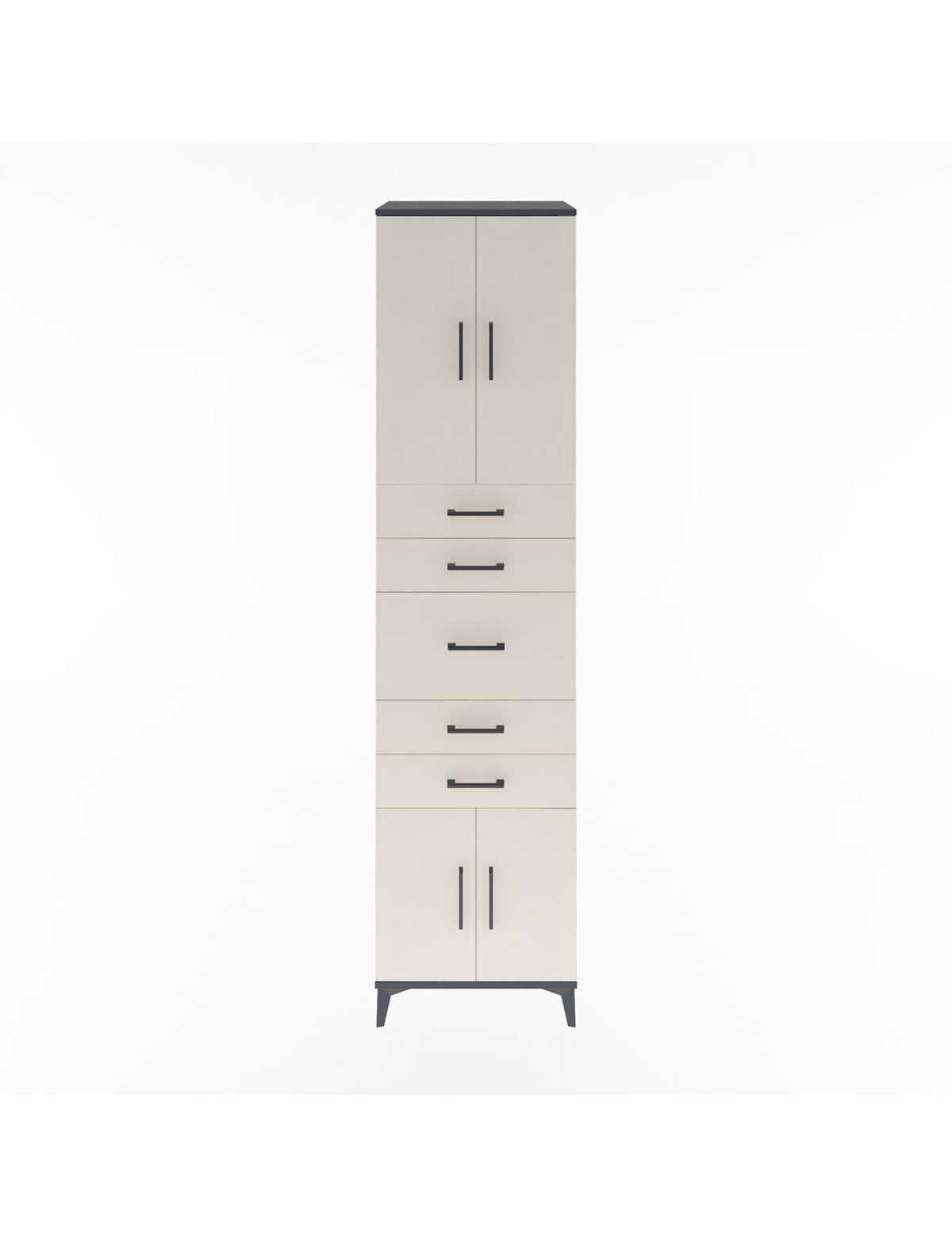 Hyperion Dolap 2 Raflı 5 Çekmeceli 4 Kapaklı 60x44x243 Antrasit-Aytaşı