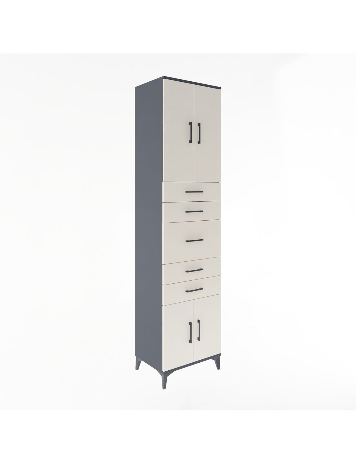 Hyperion Dolap 2 Raflı 5 Çekmeceli 4 Kapaklı 60x44x243 Antrasit-Aytaşı