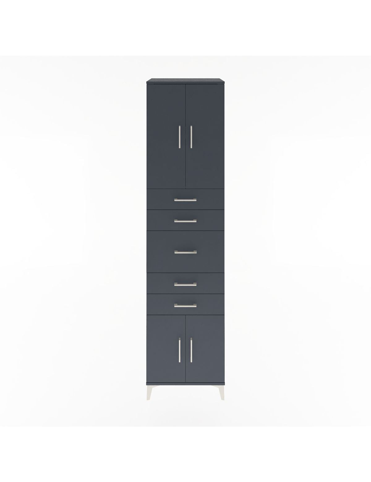 Hyperion Dolap 2 Raflı 5 Çekmeceli 4 Kapaklı 60x44x243 Antrasit-Antrasit