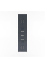 Hyperion Dolap 2 Raflı 5 Çekmeceli 4 Kapaklı 60x44x243 Antrasit-Antrasit