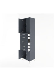 Hyperion Dolap 2 Raflı 5 Çekmeceli 4 Kapaklı 60x44x243 Antrasit-Antrasit