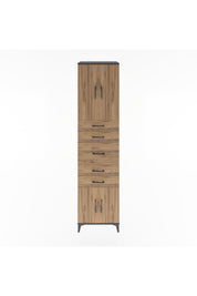 Hyperion Dolap 2 Raflı 5 Çekmeceli 4 Kapaklı 60x44x243 Antrasit-Çam