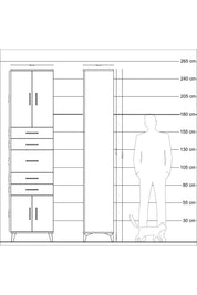 Hyperion Dolap 2 Raflı 5 Çekmeceli 4 Kapaklı 60x44x243 Antrasit-Çam