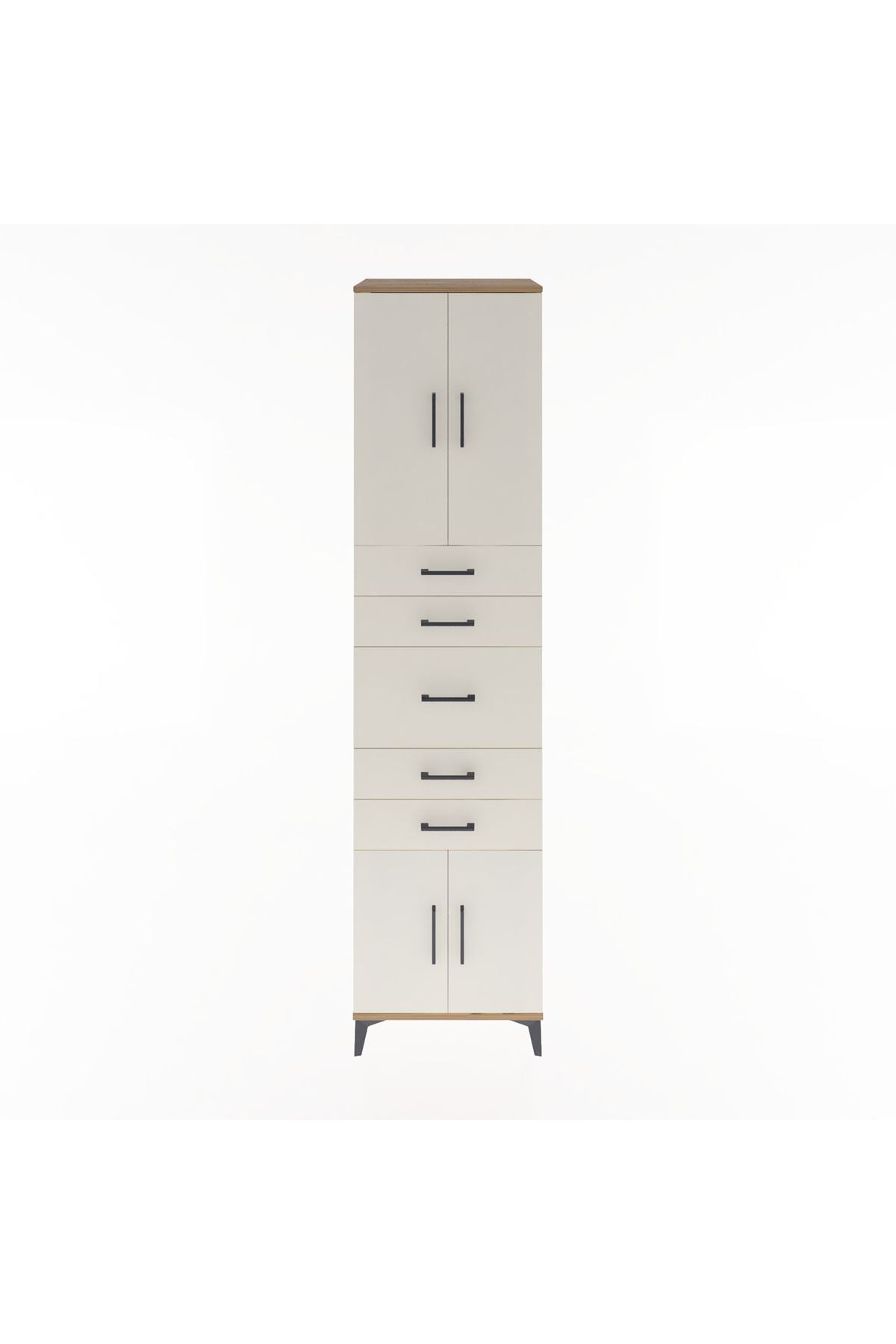 Hyperion Dolap 2 Raflı 5 Çekmeceli 4 Kapaklı 60x44x243 Çam-Aytaşı