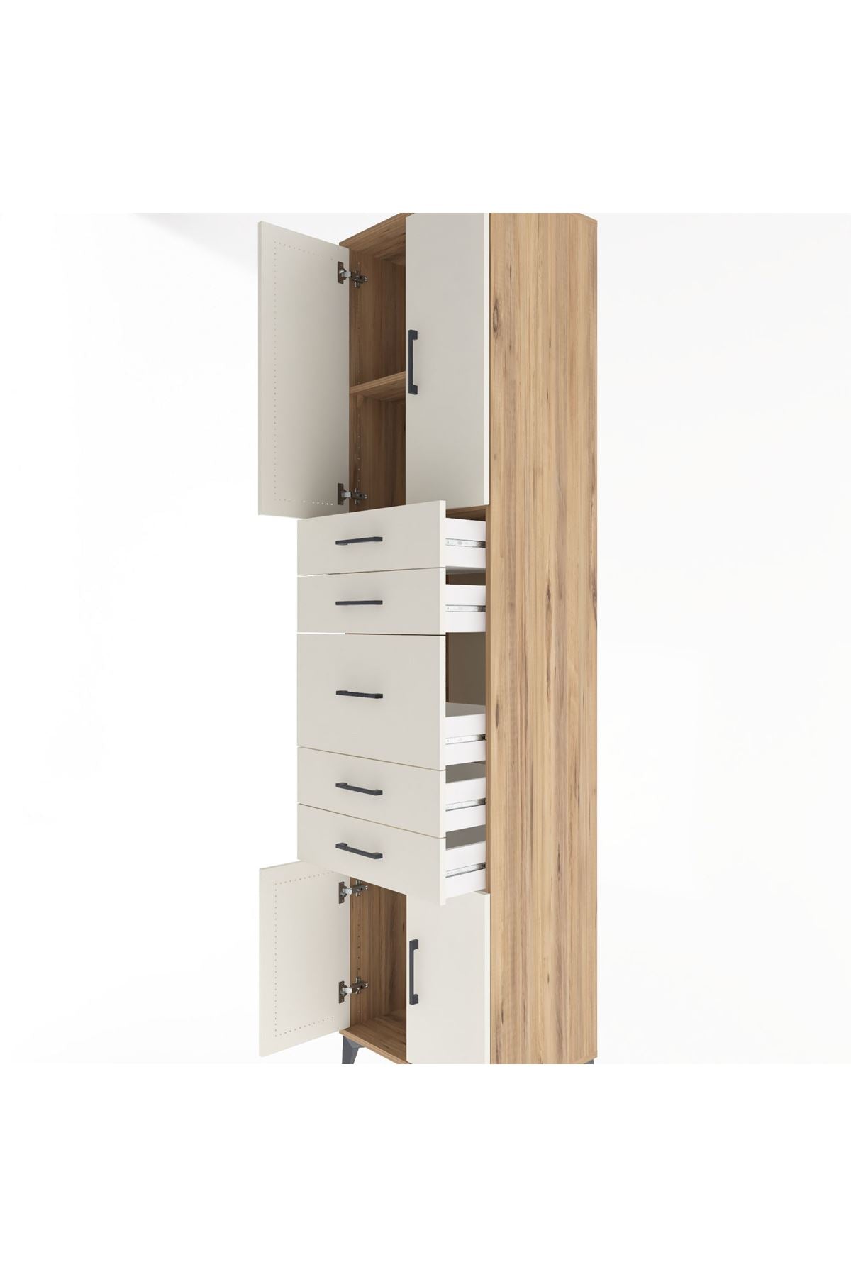 Hyperion Dolap 2 Raflı 5 Çekmeceli 4 Kapaklı 60x44x243 Çam-Aytaşı