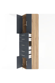 Hyperion Dolap 2 Raflı 5 Çekmeceli 4 Kapaklı 60x44x243 Çam-Antrasit