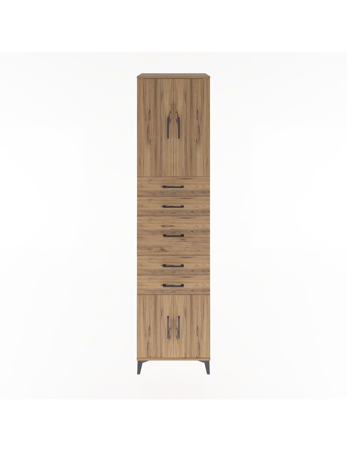 Hyperion Dolap 2 Raflı 5 Çekmeceli 4 Kapaklı 60x44x243 Çam-Çam