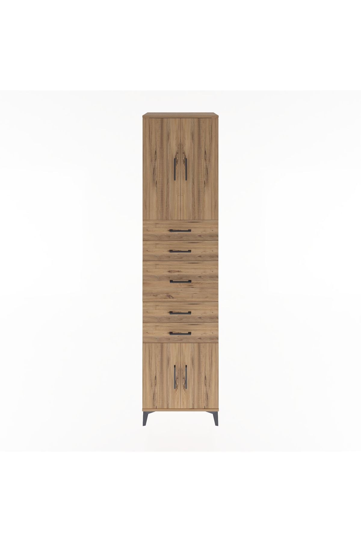 Hyperion Dolap 2 Raflı 5 Çekmeceli 4 Kapaklı 60x44x243 Çam-Çam