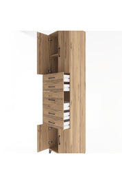 Hyperion Dolap 2 Raflı 5 Çekmeceli 4 Kapaklı 60x44x243 Çam-Çam