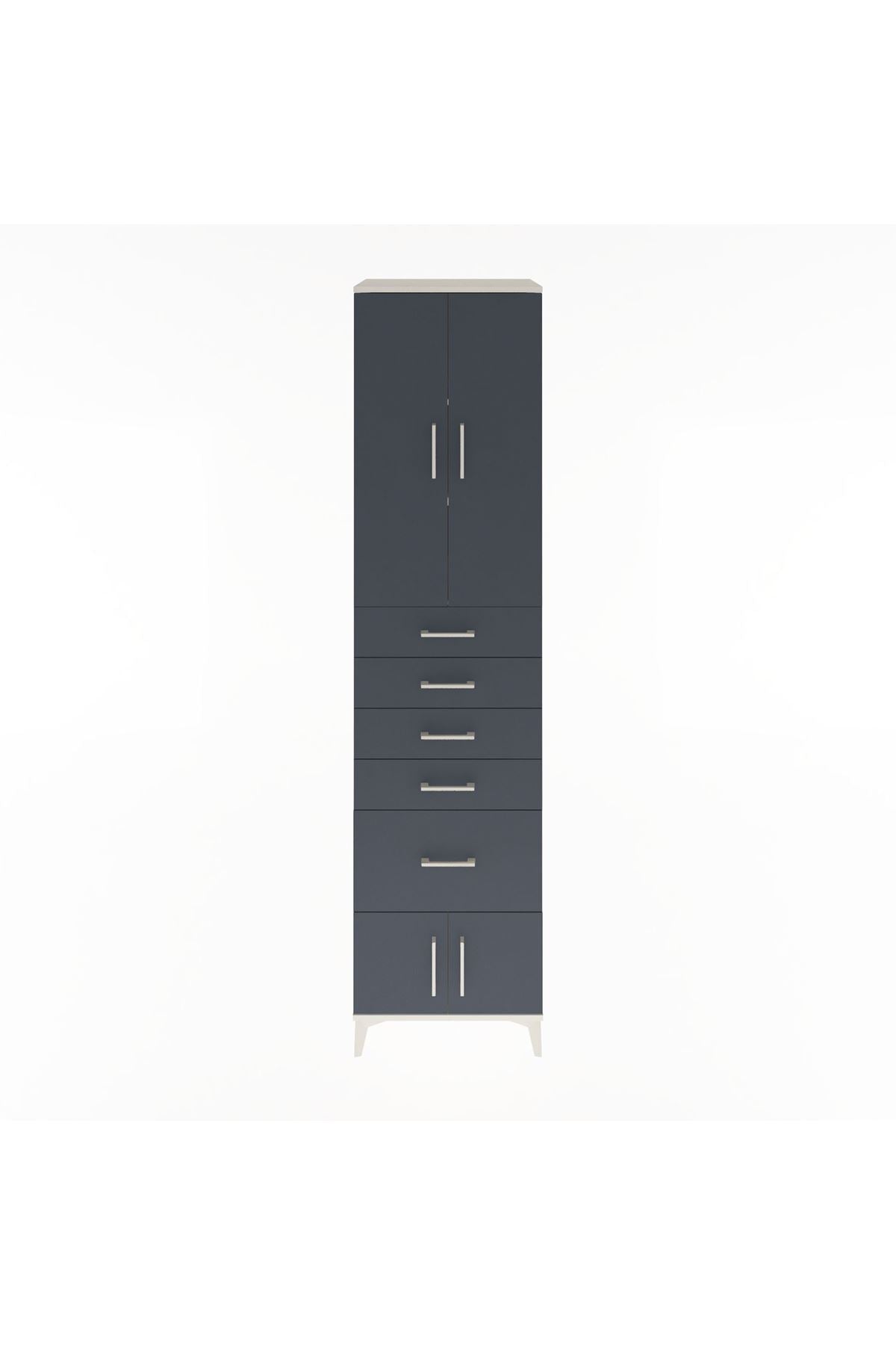 Hyperion Dolap 3 Raflı 5 Çekmeceli 4 Kapaklı 60x44x243 Aytaşı-Antrasit