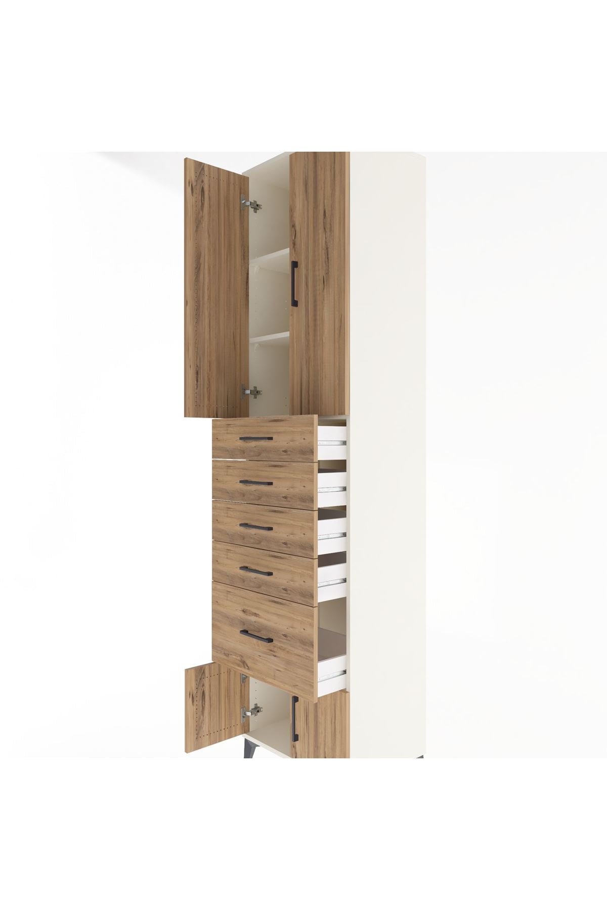 Hyperion Dolap 3 Raflı 5 Çekmeceli 4 Kapaklı 60x44x243 Aytaşı-Çam