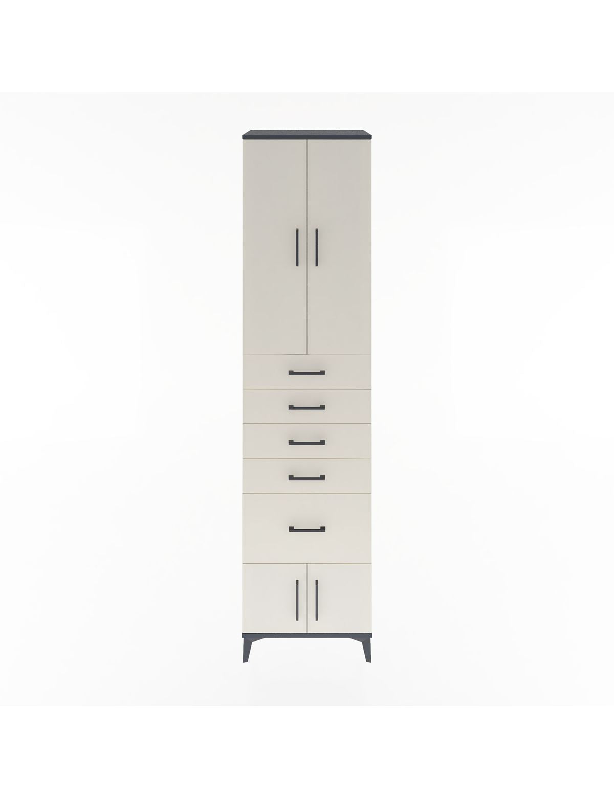 Hyperion Dolap 3 Raflı 5 Çekmeceli 4 Kapaklı 60x44x243 Antrasit-Aytaşı