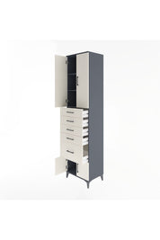 Hyperion Dolap 3 Raflı 5 Çekmeceli 4 Kapaklı 60x44x243 Antrasit-Aytaşı