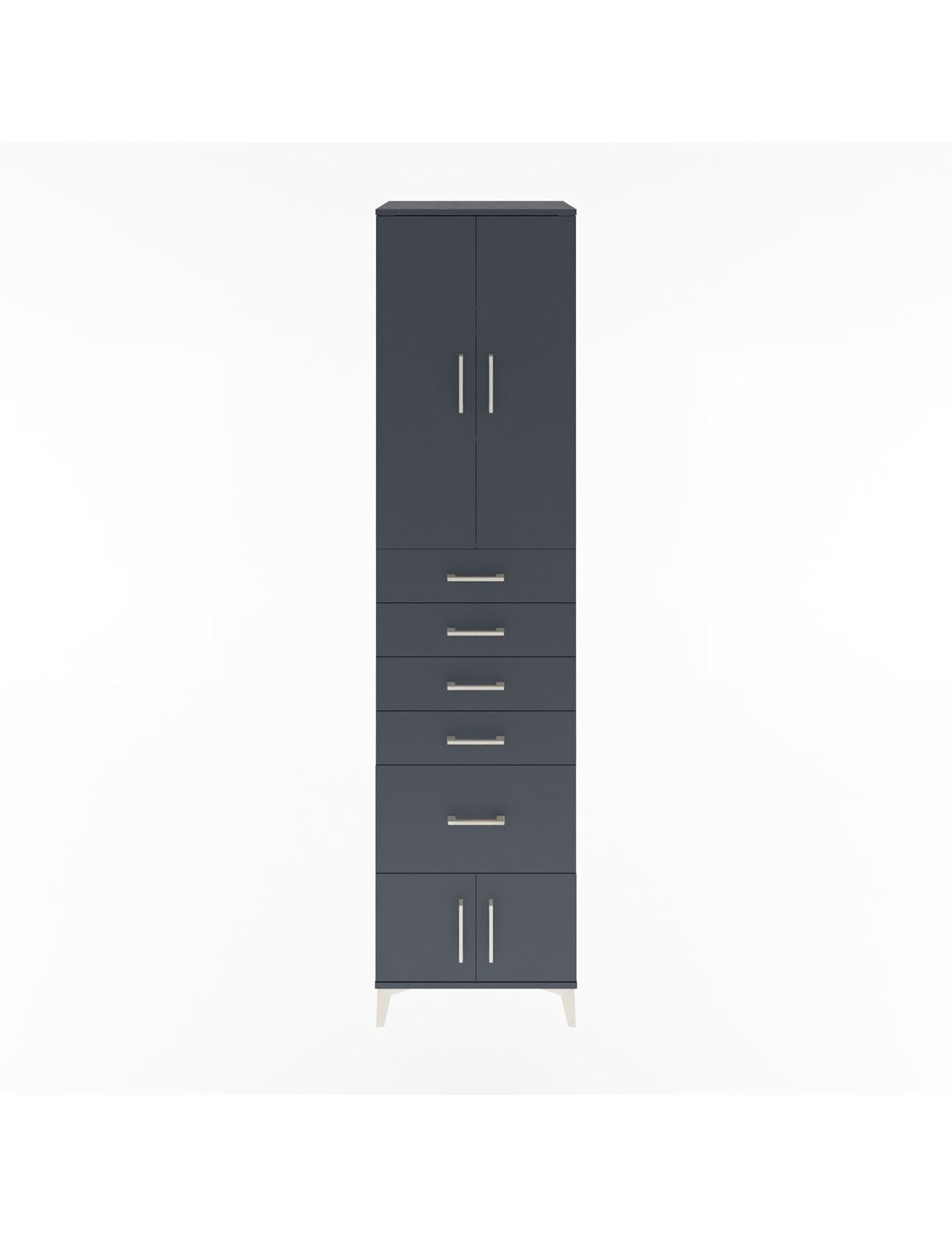 Hyperion Dolap 3 Raflı 5 Çekmeceli 4 Kapaklı 60x44x243 Antrasit-Antrasit