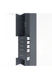 Hyperion Dolap 3 Raflı 5 Çekmeceli 4 Kapaklı 60x44x243 Antrasit-Antrasit