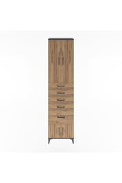 Hyperion Dolap 3 Raflı 5 Çekmeceli 4 Kapaklı 60x44x243 Antrasit-Çam