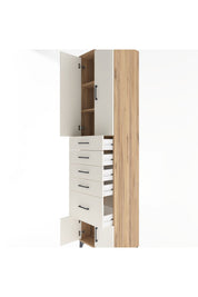 Hyperion Dolap 3 Raflı 5 Çekmeceli 4 Kapaklı 60x44x243 Çam-Aytaşı