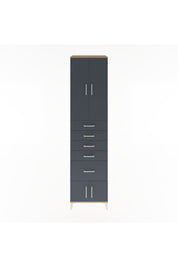 Hyperion Dolap 3 Raflı 5 Çekmeceli 4 Kapaklı 60x44x243 Çam-Antrasit