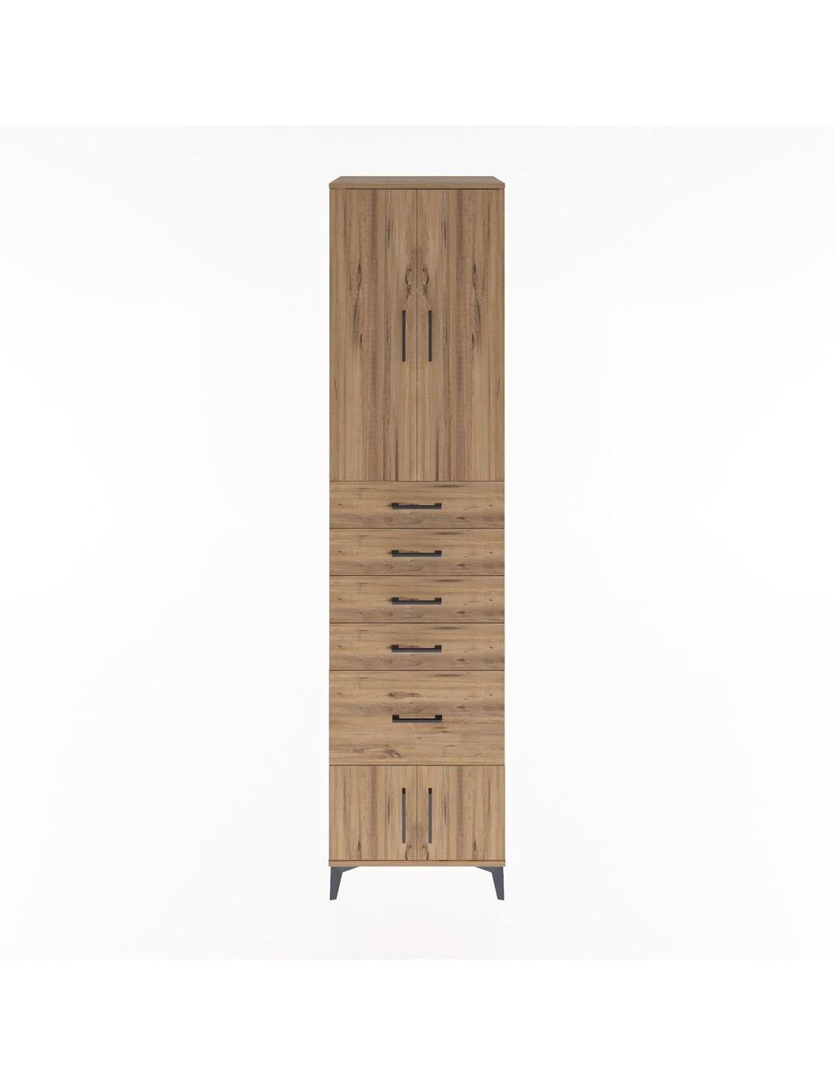 Hyperion Dolap 3 Raflı 5 Çekmeceli 4 Kapaklı 60x44x243 Çam-Çam