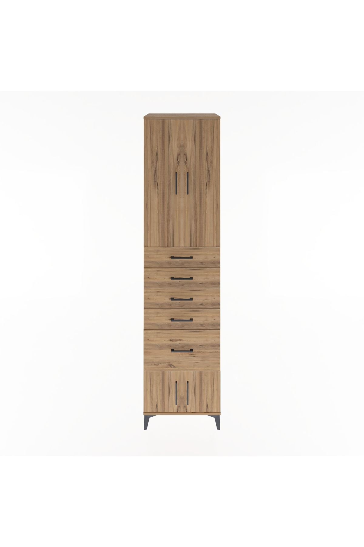 Hyperion Dolap 3 Raflı 5 Çekmeceli 4 Kapaklı 60x44x243 Çam-Çam