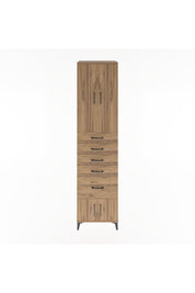 Hyperion Dolap 3 Raflı 5 Çekmeceli 4 Kapaklı 60x44x243 Çam-Çam