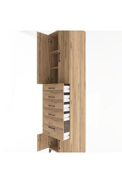 Hyperion Dolap 3 Raflı 5 Çekmeceli 4 Kapaklı 60x44x243 Çam-Çam