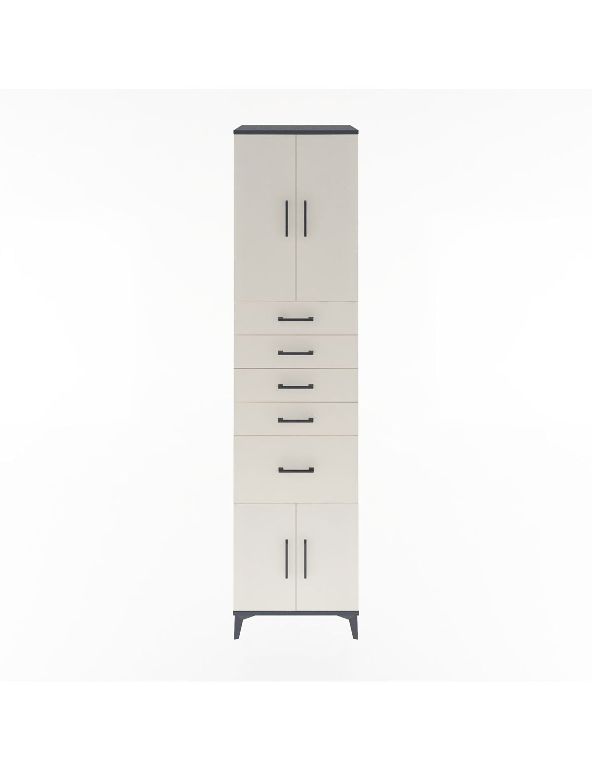 Hyperion Dolap 2 Raflı 5 Çekmeceli 4 Kapaklı 60x44x243 Antrasit-Aytaşı