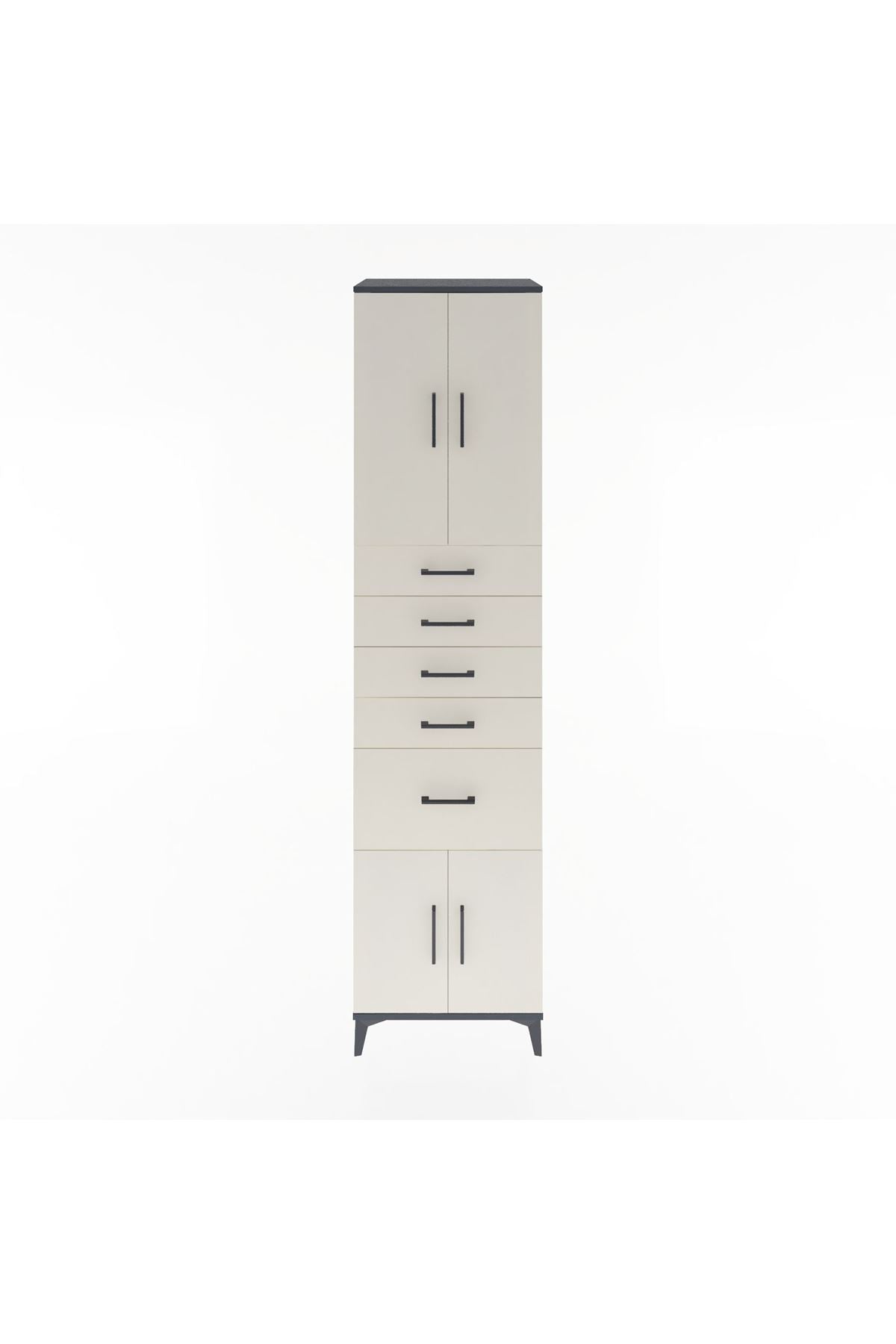 Hyperion Dolap 2 Raflı 5 Çekmeceli 4 Kapaklı 60x44x243 Antrasit-Aytaşı