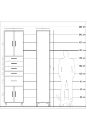 Hyperion Dolap 2 Raflı 5 Çekmeceli 4 Kapaklı 60x44x243 Aytaşı-Çam