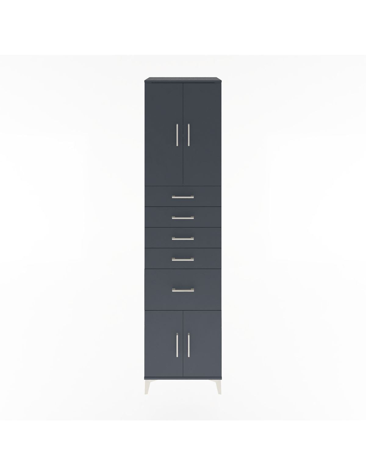 Hyperion Dolap 2 Raflı 5 Çekmeceli 4 Kapaklı 60x44x243 Antrasit-Antrasit