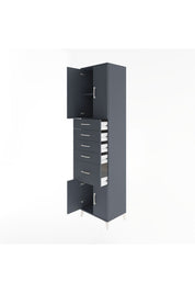 Hyperion Dolap 2 Raflı 5 Çekmeceli 4 Kapaklı 60x44x243 Antrasit-Antrasit