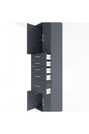 Hyperion Dolap 2 Raflı 5 Çekmeceli 4 Kapaklı 60x44x243 Antrasit-Antrasit