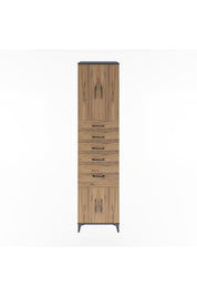 Hyperion Dolap 2 Raflı 5 Çekmeceli 4 Kapaklı 60x44x243 Antrasit-Çam