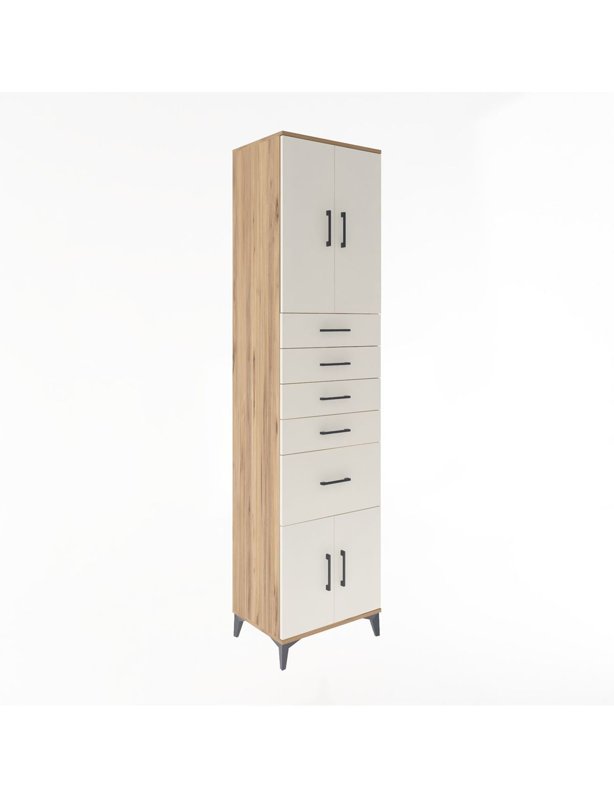 Hyperion Dolap 2 Raflı 5 Çekmeceli 4 Kapaklı 60x44x243 Çam-Aytaşı