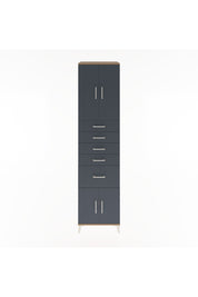 Hyperion Dolap 2 Raflı 5 Çekmeceli 4 Kapaklı 60x44x243 Çam-Antrasit