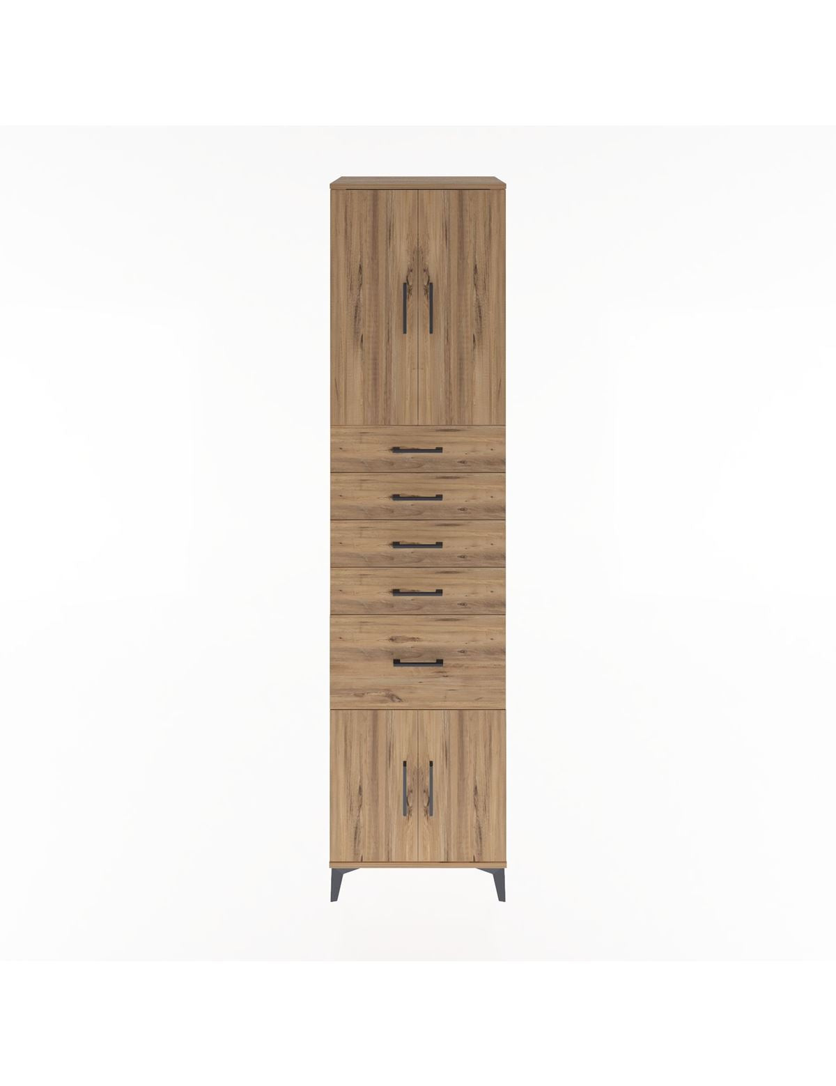 Hyperion Dolap 2 Raflı 5 Çekmeceli 4 Kapaklı 60x44x243 Çam-Çam