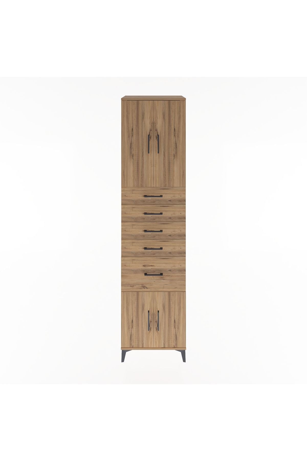 Hyperion Dolap 2 Raflı 5 Çekmeceli 4 Kapaklı 60x44x243 Çam-Çam