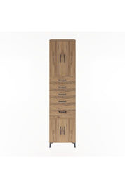 Hyperion Dolap 2 Raflı 5 Çekmeceli 4 Kapaklı 60x44x243 Çam-Çam
