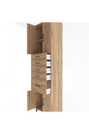 Hyperion Dolap 2 Raflı 5 Çekmeceli 4 Kapaklı 60x44x243 Çam-Çam