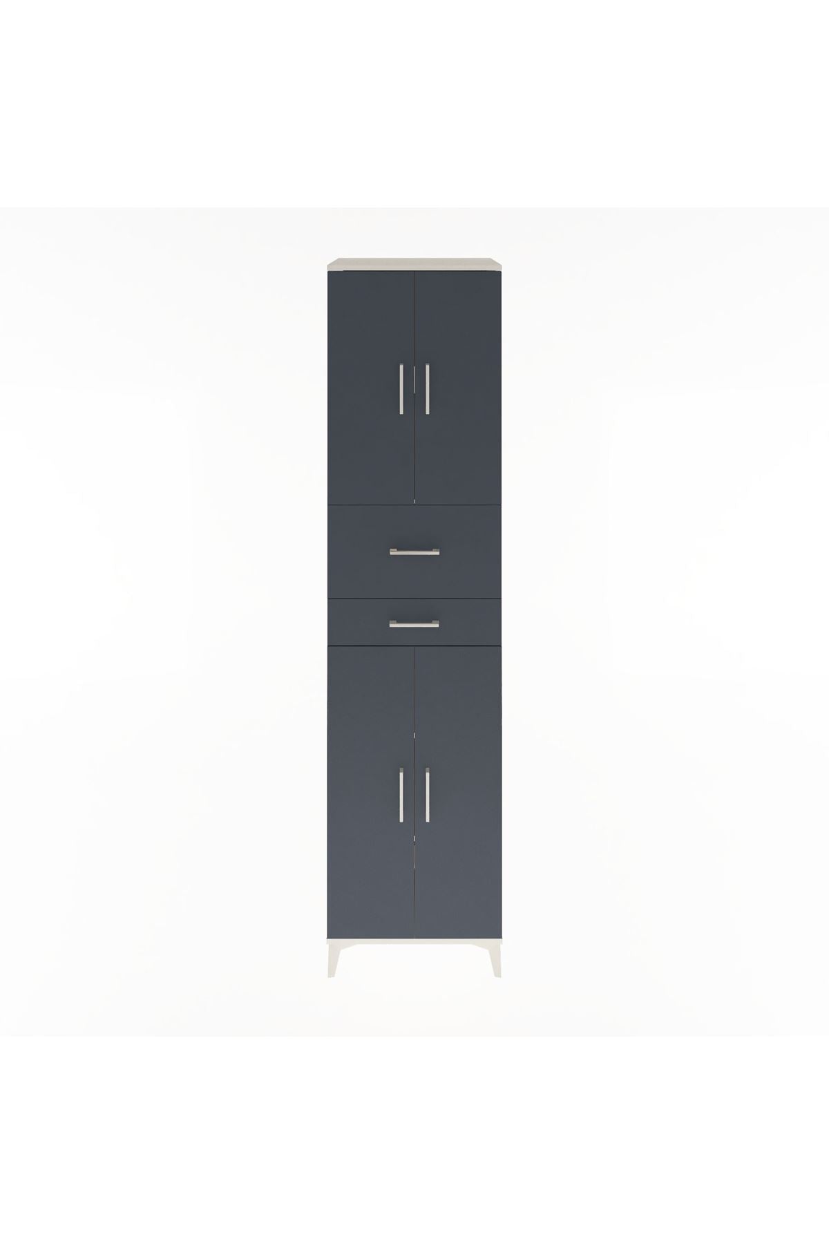Hyperion Dolap 4 Raflı 2 Çekmeceli 4 Kapaklı 60x44x243 Aytaşı-Antrasit