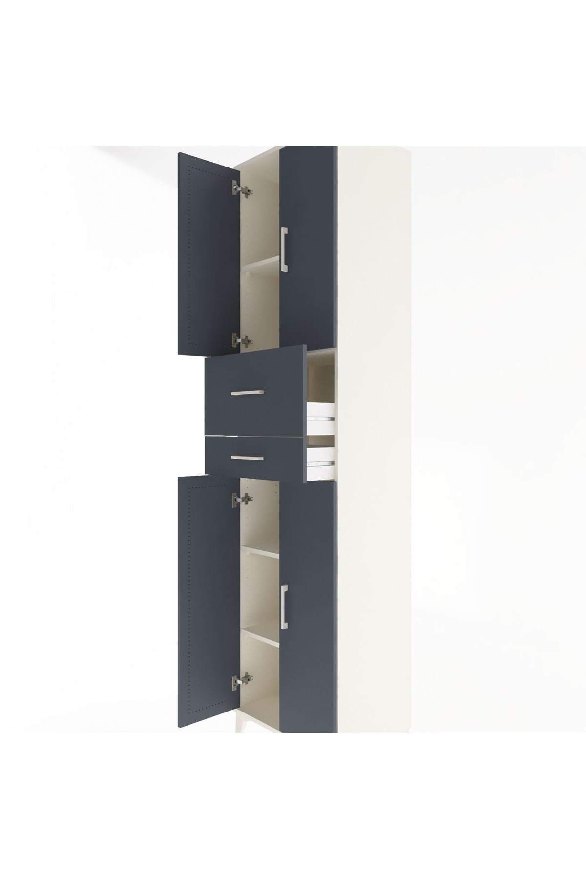 Hyperion Dolap 4 Raflı 2 Çekmeceli 4 Kapaklı 60x44x243 Aytaşı-Antrasit