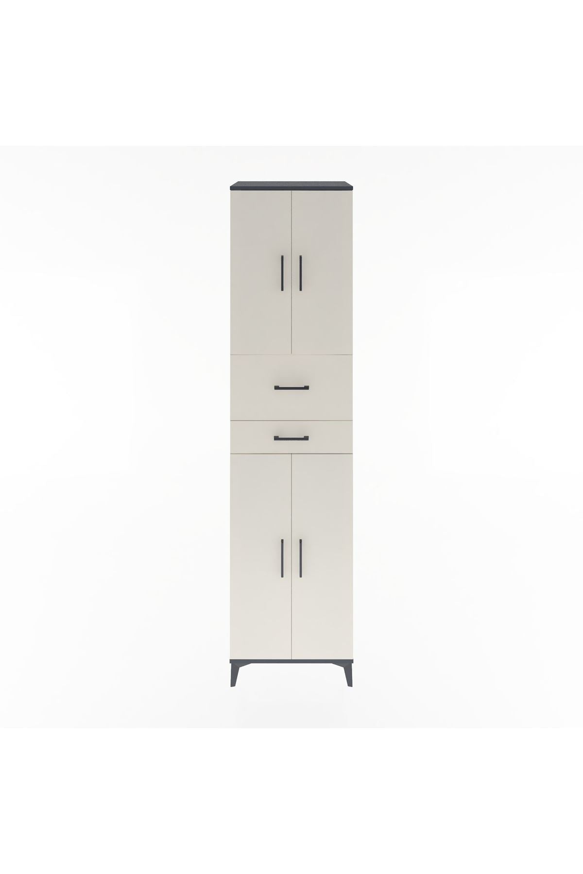 Hyperion Dolap 4 Raflı 2 Çekmeceli 4 Kapaklı 60x44x243 Antrasit-Aytaşı