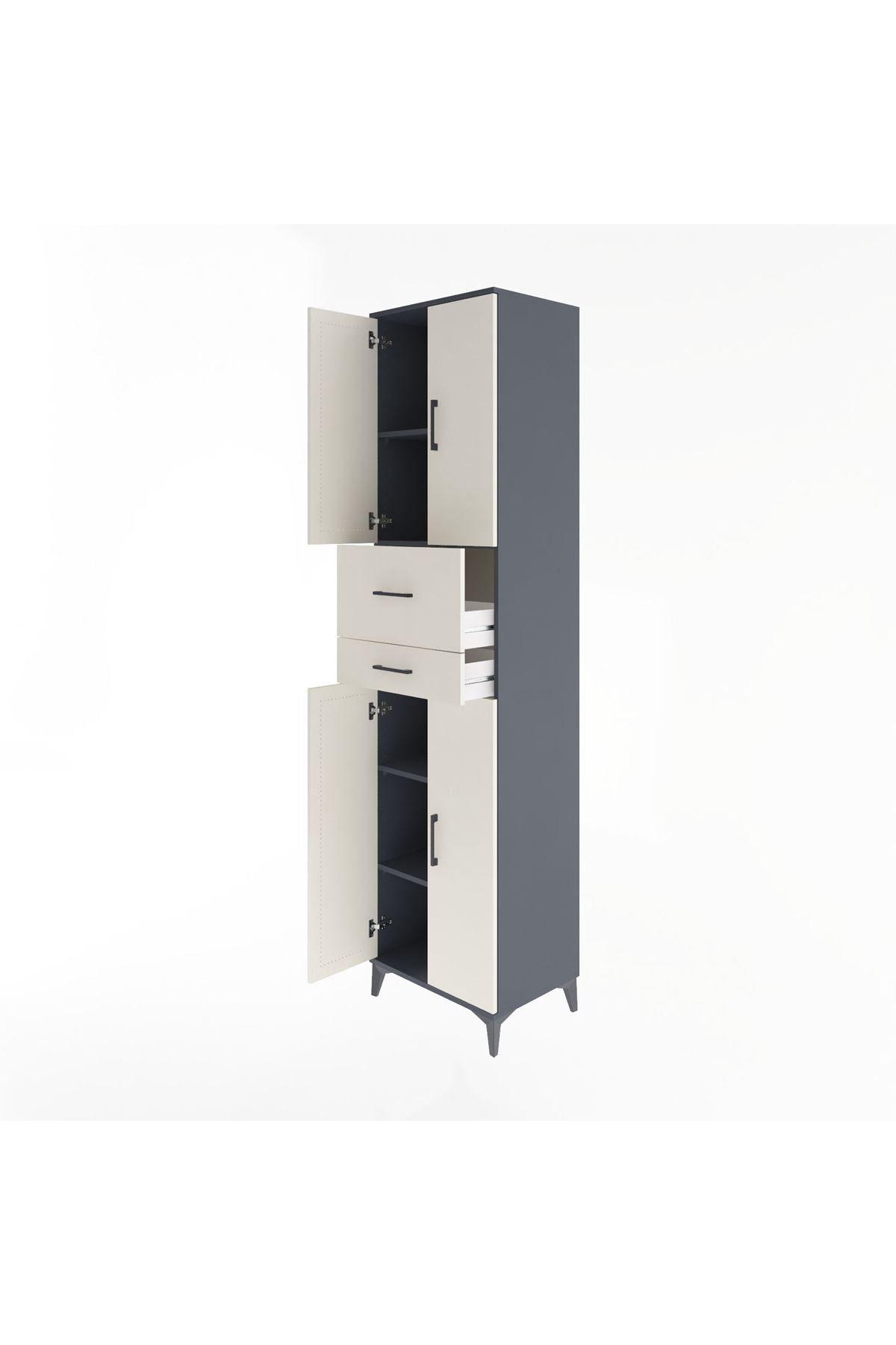 Hyperion Dolap 4 Raflı 2 Çekmeceli 4 Kapaklı 60x44x243 Antrasit-Aytaşı