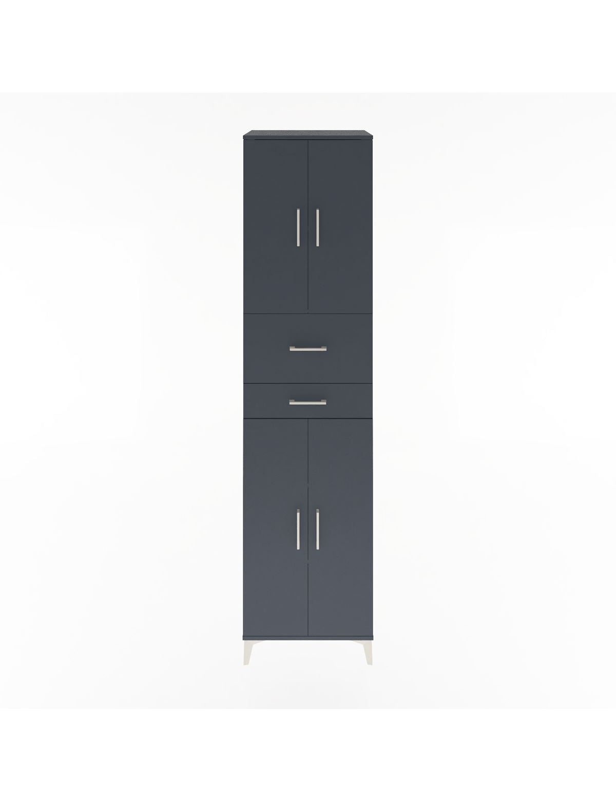 Hyperion Dolap 4 Raflı 2 Çekmeceli 4 Kapaklı 60x44x243 Antrasit-Antrasit