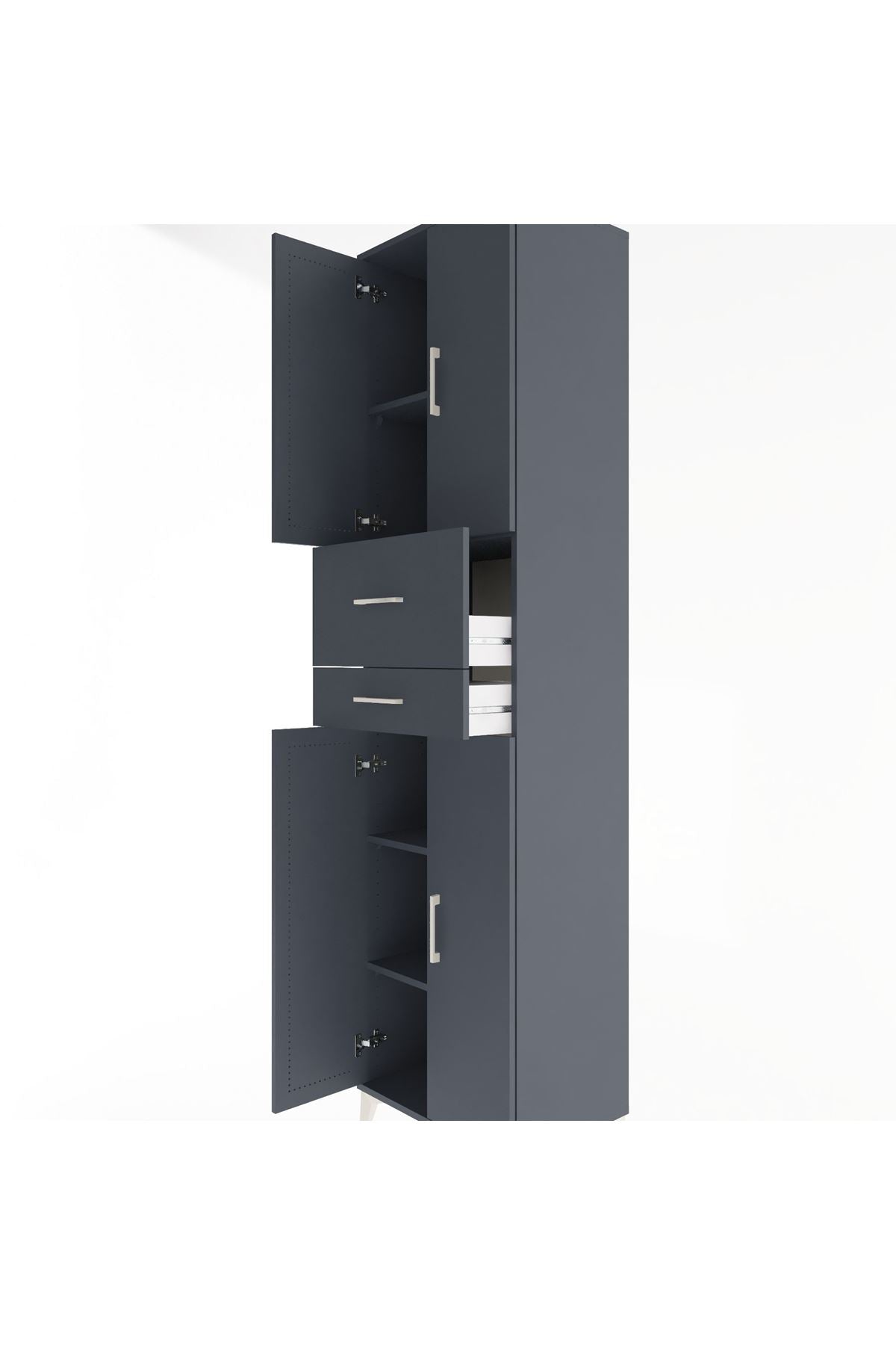 Hyperion Dolap 4 Raflı 2 Çekmeceli 4 Kapaklı 60x44x243 Antrasit-Antrasit