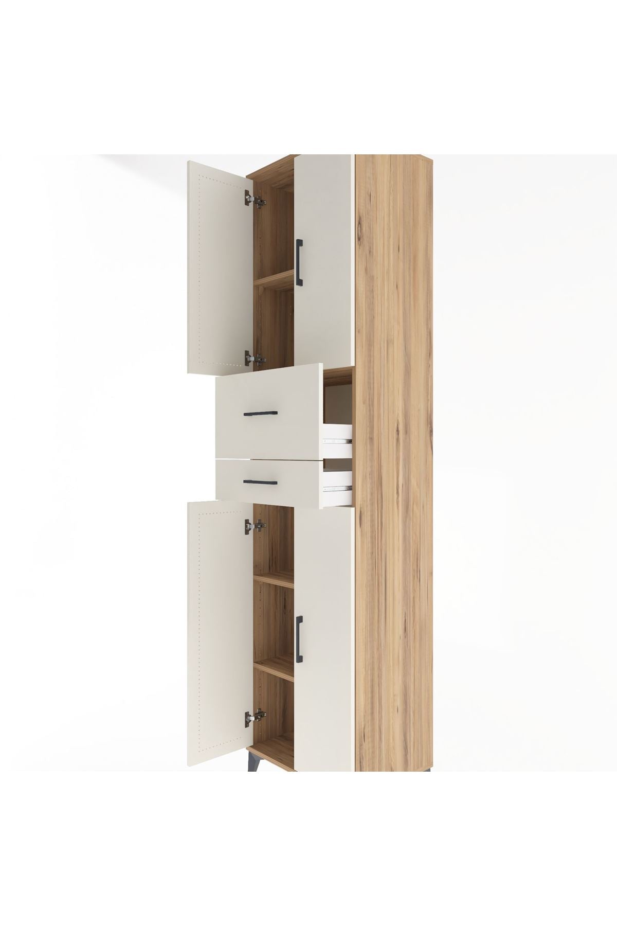 Hyperion Dolap 4 Raflı 2 Çekmeceli 4 Kapaklı 60x44x243 Çam-Aytaşı